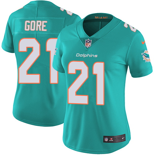 Nike Dolphins #21 Frank Gore Aqua Green Team Color Women's Stitched NFL Vapor Untouchable Limited Jersey